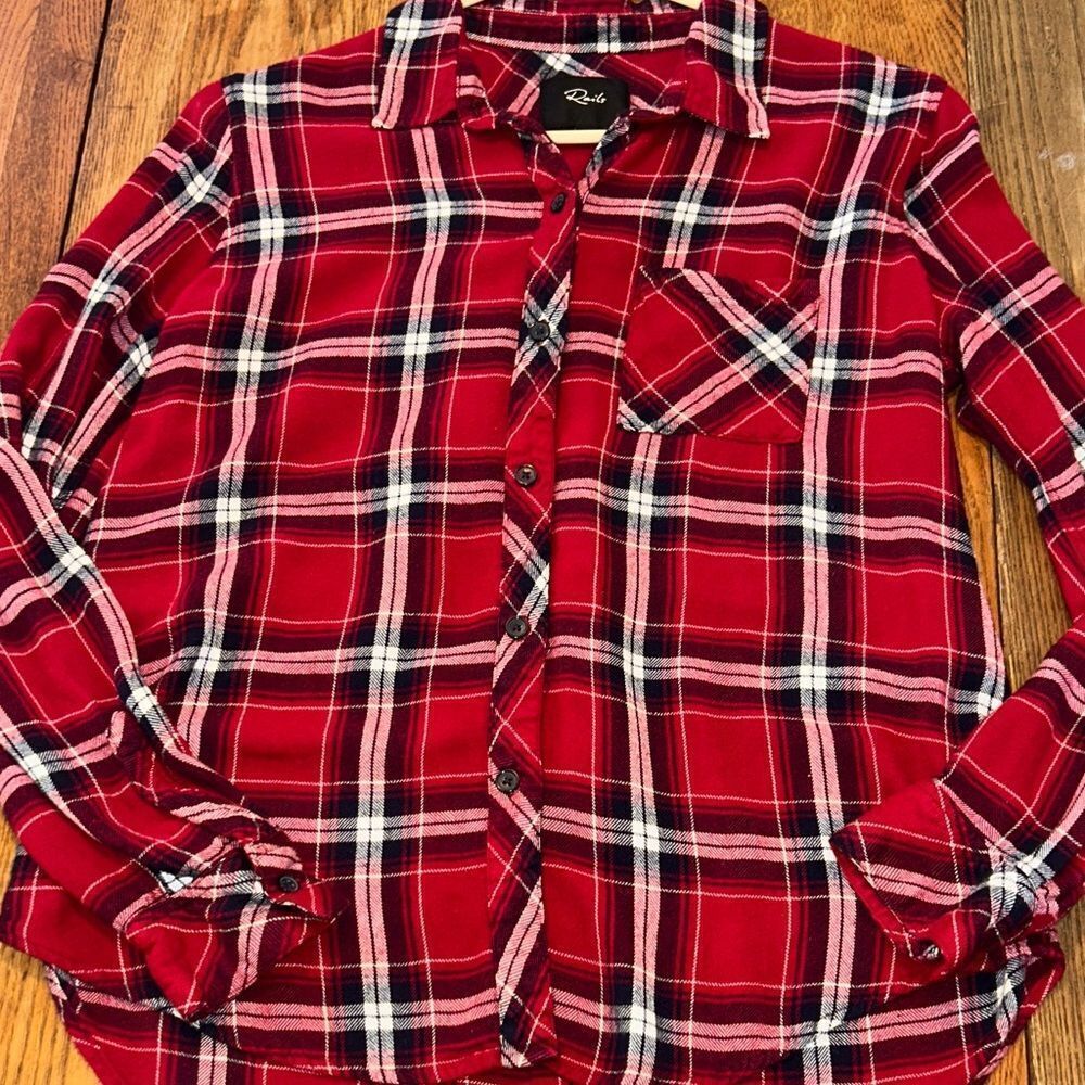 Rails Red Black Plaid Shirt Pocket soft!